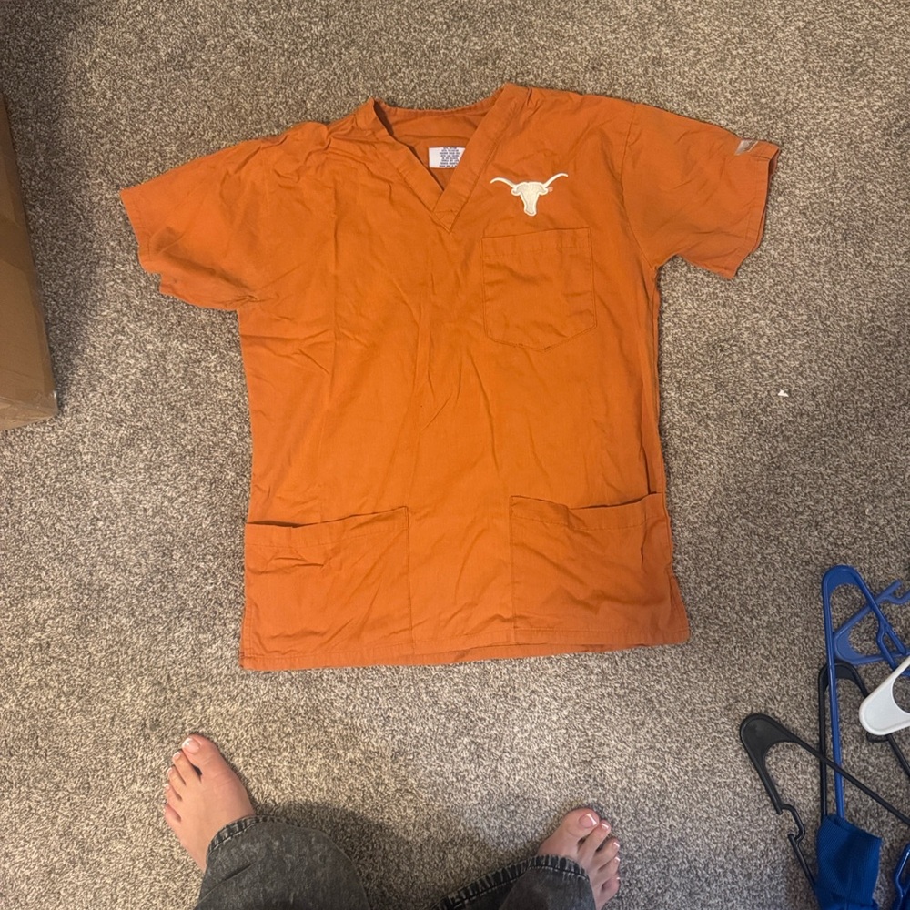 Burnt Orange Longhorn Scrub Top